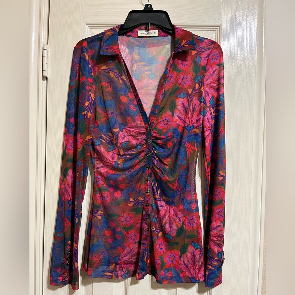 Natural Life Floral Long Sleeve Top